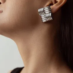 Perfectly Average Large Knot Square Studs Silver image 2