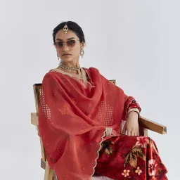 Ancestry Maroon Embroidered Dupatta image 2