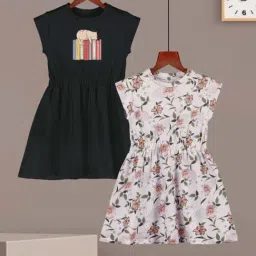 HELLCAT Girls Black & Lavender Floral Dresses-image-69