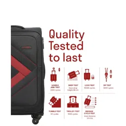 Citizen Arrow Voyage Black & Red Color Block Soft Medium Trolley Bag - 68 Cms image 2