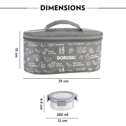 Borosil Stainless Steel Grey Lunch Boxes with Bag & Microwave Oven Safe ( Set of 4 ) image 2