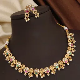 Queenzart Brass Gold-Plated Antique Necklace-picture-38