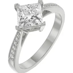 Emori 18k White Gold & Diamond Princess Cut Engagement Ring-picture-12