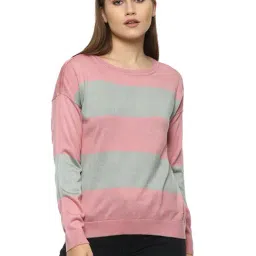 Van Heusen Pink & Grey Striped Sweater-picture-28
