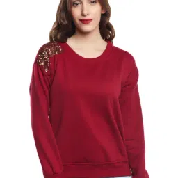 Belle Fille Maroon Embellished Sweatshirt-image-99