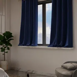 Stoa Paris Date Night Blue Enigma Velvet Window Curtain (5 ft) image 2