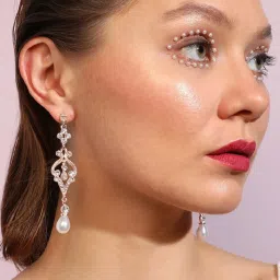Sohi Gold Plated Designer Stone Party Drop Earring For Women image 2