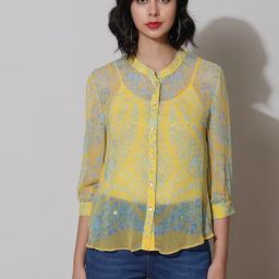 Label Ritu Kumar Yellow Floral Print Shirt-picture-4