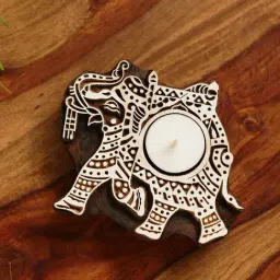 ExclusiveLane Hand-Carved Block Tea-Light Holder In Sheesham Wood-picture-14