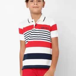 Gas Kids Red & White Cotton Striped Polo T-Shirt-picture-17