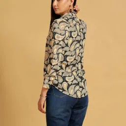 House of Mira Black Printed Shirt image 2