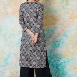 Melange by Lifestyle Black Printed Straight Kurta image 2