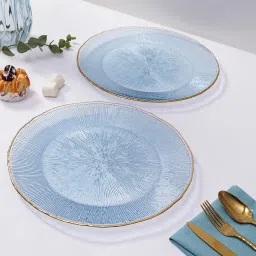 Pure Home and Living Blue Glass Textured Charger Plates image 2