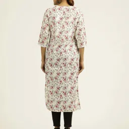 Jaipur Kurti Off White Floral Print Straight Kurta image 2