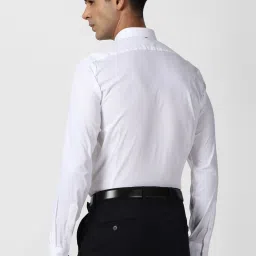 Van Heusen White Cotton Slim Fit Printed Shirt image 2