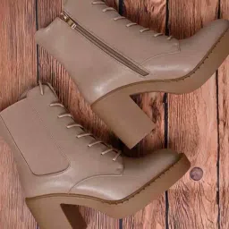 Ronnie Grey Women's Beige Derby Boots-picture-35