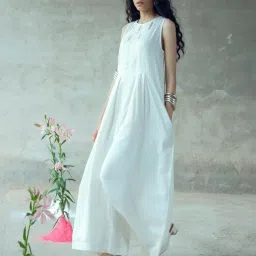 Gulaal White Urvashi Vividha Pitthan Work Sleeveless Jumpsuit image 2