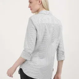 TOMMY HILFIGER Grey & White Cotton Striped Shirt image 2