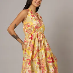 JAPER KURTI Floral Print A-Line Dress image 2