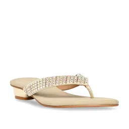 Rocia by Regal Women's Golden Thong Sandals image 2