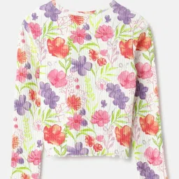 United Colors of Benetton Kids White Cotton Floral Top image 2