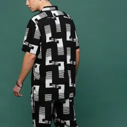 showoffff Showoff Black Cotton Regular Fit Printed Co-Ord Set image 2