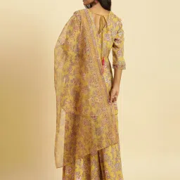 W Yellow Printed Kurti Sharara Set With Dupatta image 2