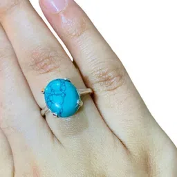 elitemart Unisex Brass Turquoise Finger Ring-picture-16