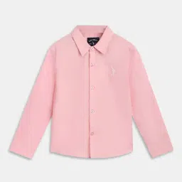 Blue Giraffe Boys Pink Cotton Solid Full Sleeves 1 Shirt-image-24