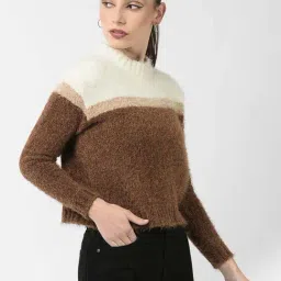 Crimsoune Club Brown & Cream Color-Block Sweater image 4