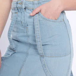 DressBerry Women Cool Edge Cargo Denim Maxi Skirt image 5