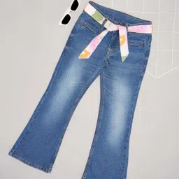Pantaloons Junior Girls Aqua Gray Cotton Solid Jeans-picture-19