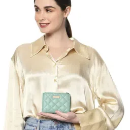 Caprese Athena Sage Green Faux Leather Quilted Bi-Fold Wallet-image-52