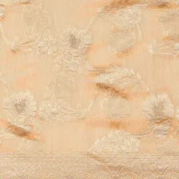 Mohey Beige Silk Zari Work Saree with Unstitched Blouse image 5