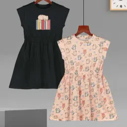 HELLCAT Girls Black & Peach Printed Dresses-image-66