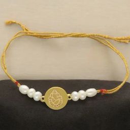 Sri Jagdamba Pearls 22kt Siddhivinayak Ganapati Gold Rakhi-picture-45