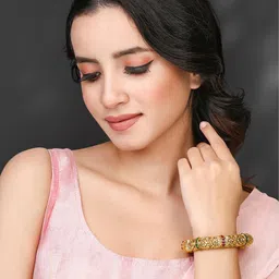 Peora Gold-Plated Stone-Studded Kada Bangle-image-65