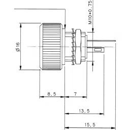 Vishay Panel Mount Rotary Potentiometer 1 W Power 1 kΩ Resistance Solder Lug Terminal, P16NP102MAB15 image 5