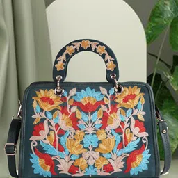 EVEDA Women Floral Printed Shopper Satchel Bag-image-9