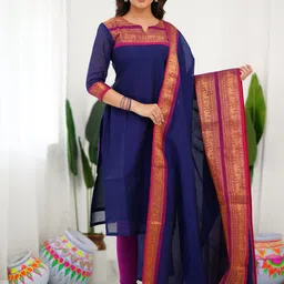 Shriyangan Women V-Neck Cotton A-Line Kurta-image-32