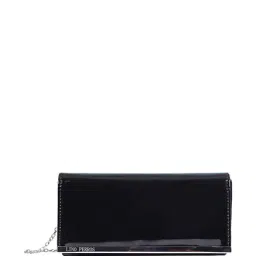 Lino Perros Black Solid Leather Fold Over Clutch-image-11