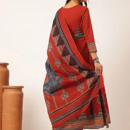 GULMEHAK Women Ethnic Motifs Printed Square Neck Cotton Kurta with Trousers & Dupatta image 2