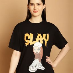 Tromko Women Graphic Printed Round Neck Cotton Oversized T-shirt-picture-10