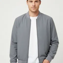 The Roadster Lifestyle Co Long Sleeve Mock Collar Bomber Jacket-image-0