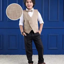 Mark & Mia Cotton Woven Full Sleeves Solid 3 Piece Party Suit - Tan-picture-19