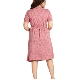 Fabme Pure Cotton  Half Sleeves Cats Printed Nighty With Concealed Zipper Nursing Access  - New York Pink image 3