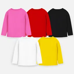 Trampoline Cotton Blend Pack Of 5 Full Sleeves Unicorn & Typography Printed Tees - Multi Colour image 3