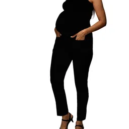 Mom for sure by Ketki Dalal Solid Slim Fit Stretchable Maternity Pant - Black image 4