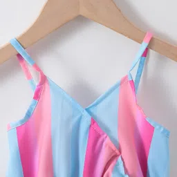 Kookie Kids Singlet Sleeves Jumpsuit With Tie Knot Detailing - Pink & Blue image 3