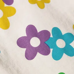 kookie kids india Kookie Kids Cotton Jersey Knit Half Drop Shoulder Sleeves T-Shirt with Floral Print - White image 3